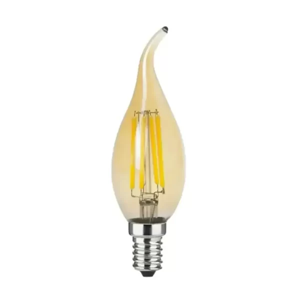 Λάμπα LED E14 C35T 4W Θερμό, Filament, κερί, κεχριμπάρι, Dimmable