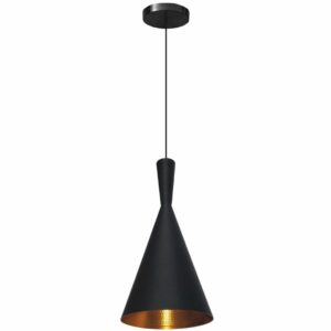 Κρεμαστό φωτιστικό οροφής μονόφωτο C σε μαύρο και χρυσό χρώμα C10 CICLIO-C