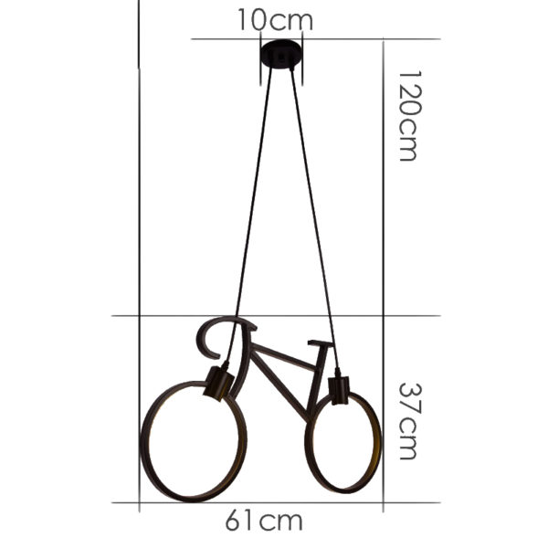 ποδήλατο www.stimeno.com διαστάσεις Κρεμαστό φωτιστικό οροφής σχήματος ποδηλάτου σε μαύρο χρώμα E27 C10 BIKEB