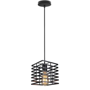 Κρεμαστό φωτιστικό οροφής κύβος μεταλλικό πλέγμα σε μαύρο χρώμα κύβος 16x16x124cm C10 Ettagono 1