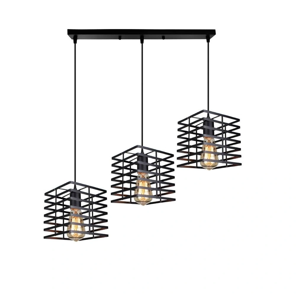 Κρεμαστό φωτιστικό οροφής τριπλό κύβος μεταλλικό πλέγμα σε μαύρο χρώμα κύβος Ρ50 Ettagono 3 Κρεμαστό φωτιστικό οροφής τριπλό κύβος μεταλλικό πλέγμα σε μαύρο χρώμα κύβος R50 Ettagono 3